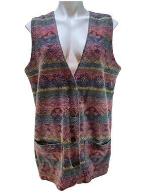 Vintage New York Style Long Vest Southwestern Size Small
